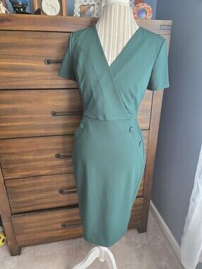 Calvin Klein Forest Green Wrap-Style Sheath Dress